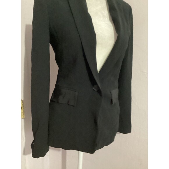 🌙🌙🌙 Rag & Bone Single Breasted Black Button Shoulder Pad Tailored Tux Blazer 00 - Picture 6 of 11